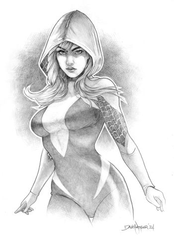 Image of "Spider Gwen" original pencil sketch from pinup artist Dave Nestler