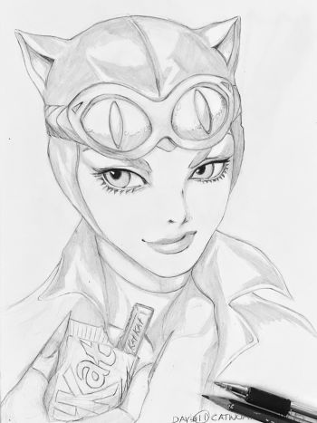Image of Inktober / Arttrober 2024 Fusion Day 11: Catwoman Snacks