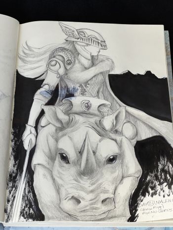 Image of Inktober / Arttrober Fusion 2024 Day 21: Malenia (Elden Ring) Rhinoceros