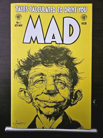 Image of Alfred E. Newman in his aarp years, pen and ink on Mad #1