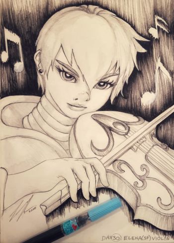 Image of Inktober / Arttrober 2024 Fusion Day 30: Elena (Street Fighter) Violin