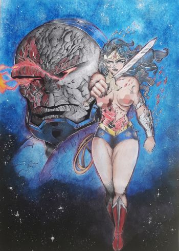 Image of Wonder woman vs darkseid.