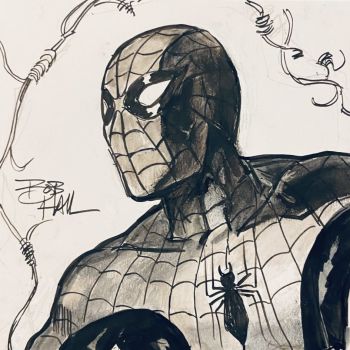 Image of Spidey-Man4444’s Spider-Man Art ! :: Spidey-Man4444’s Spider-Man Original Comic Art Collection ! Bob Hall Spider-Man commission ! Pencils & inks by Bob Hall ! Signed by Bob Hall !