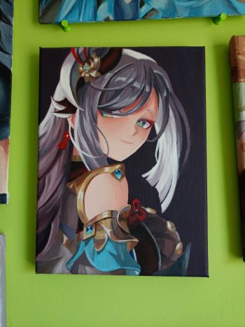Image of SHENHE from Genshin Impact acrylic painting