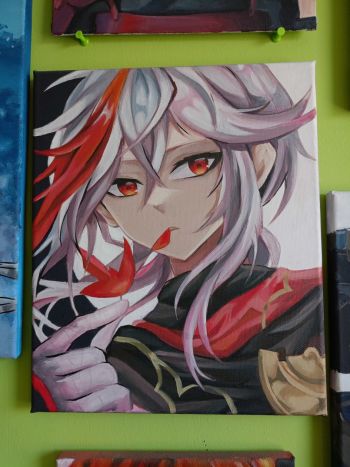 Image of KAZUHA KAEDAHARA from Genshin Impact acrylic painting