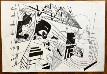 Image of *PUBLISHED* illustration of CATWOMAN, BATMAN, AND THE PENGUIN by Tim Levins