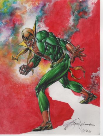 Image of IRON FIST by Rudy Nebres 9x12 2020 pencil , ink and color