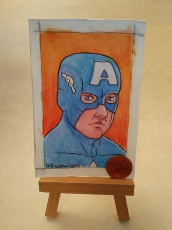 Image of Captain American mix media head shot