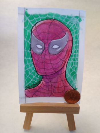 Image of Spiderman mix media head shot