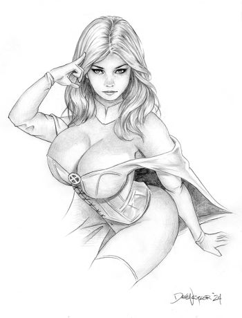 Image of Emma Frost original pencil sketch from pinup artist Dave Nestler