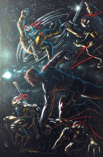 Image of TMNT/Daredevil on Black paper by Manu Silva