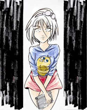 Image of 2B as a schoolgirl