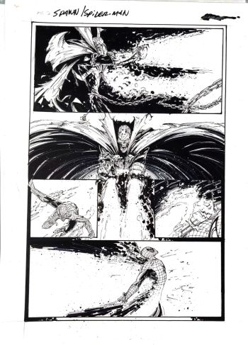 Image of Spawn vs Spider Man page 3 Art by Manu Silva
