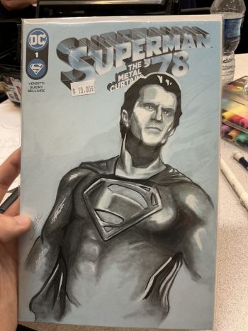 Image of Henry Cavil portrait on a Superman ‘78 the metal curtain #1 blank