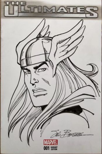 Image of Thor Head Sketch On The Ultimates 1 Avengers Blank Cover Sal Buscema