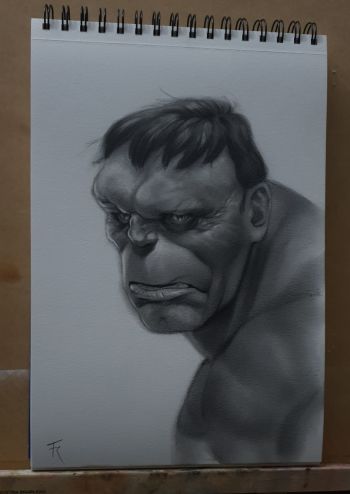 Image of Incredible Hulk Graphite and Charcoal Drawing