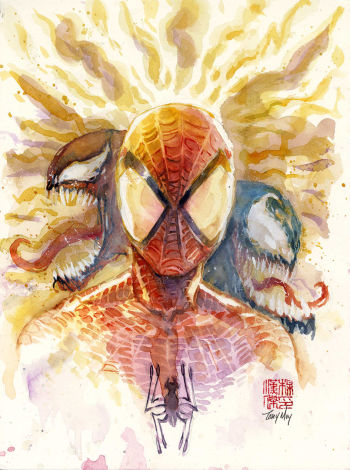 Image of Watercolor Spiderman & Symbiotes
