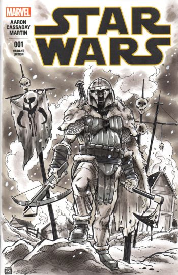 Image of Star Wars Boba Fett Viking sketch cover by Tim Shinn