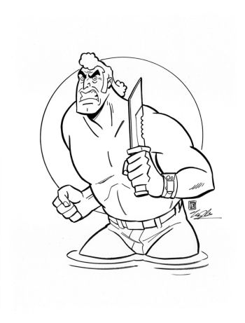 Image of Venture Bros Brothers Brock Samson ink drawing by Tim Shinn