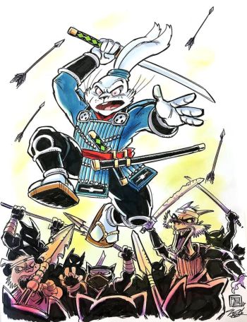 Image of Usagi Yojimbo ink drawing by Tim Shinn