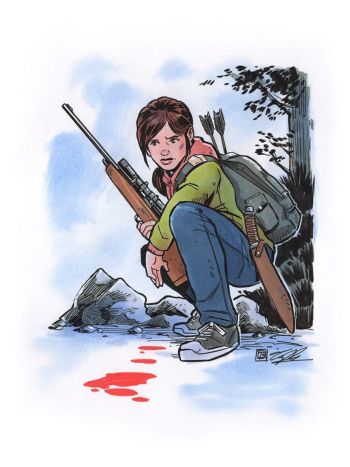 Image of Last Of Us Ellie ink drawing by Tim Shinn