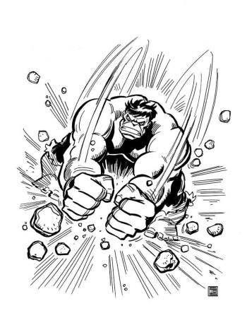 Image of Hulk ink drawing by Tim Shinn