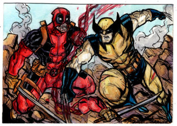 Image of Deapool vs Wolverine two sketch card puzzle