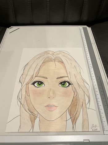 Image of Portrait Illustration with Green Eyes