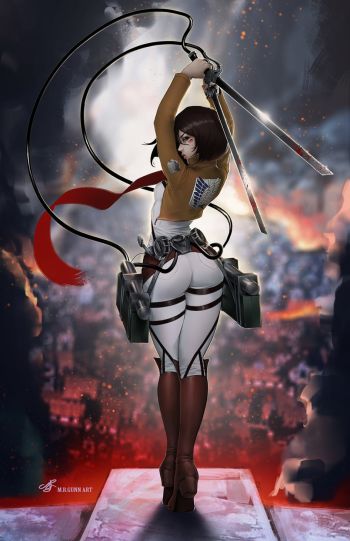 Image of Attack on Titan Mikasa Art by M. R. Gunn