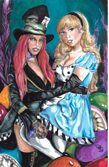 Image of Mad Hatter and Alice Illustration