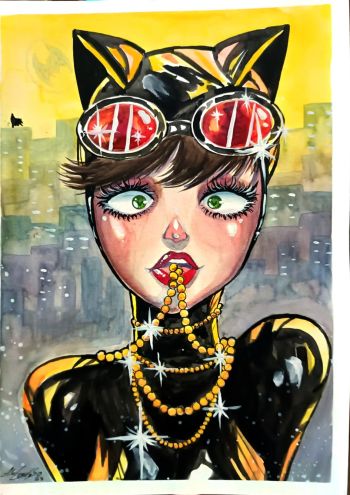 Image of Catwoman 9"12 watercolor