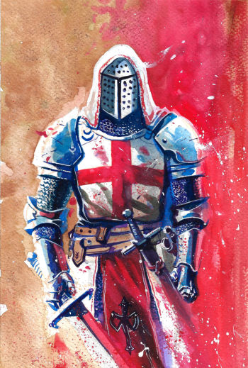 Image of Knight Templar - Watercolor Art