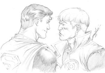 Image of Superman vs Guy Gardner sketch by José LuÃs