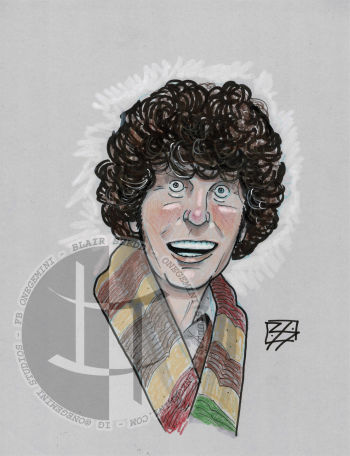 Image of Fourth Doctor Bust Sketch by Blair Shedd plus signed print
