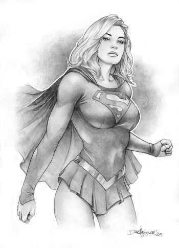 Image of "Supergirl", original pencil sketch from Dave Nestler
