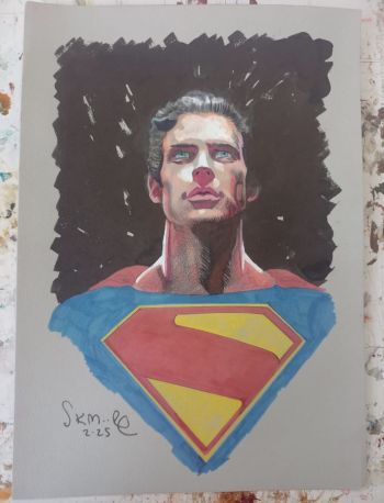 Image of Superman Portrait Mixed Media Art