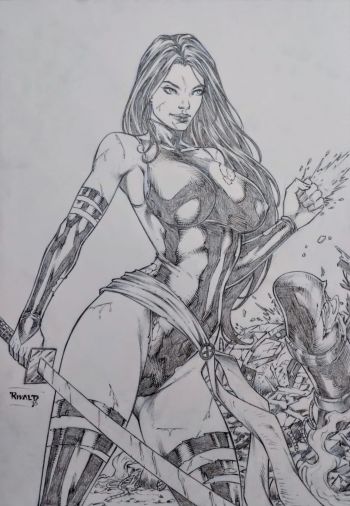 Image of Psylocke Original Art A3 by Rivald