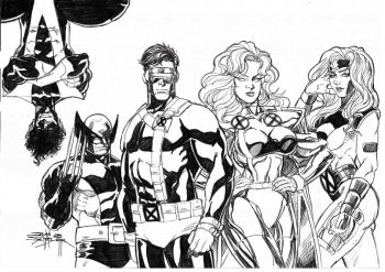 Image of X-Men Team 01 07x11 Pencil Illustration