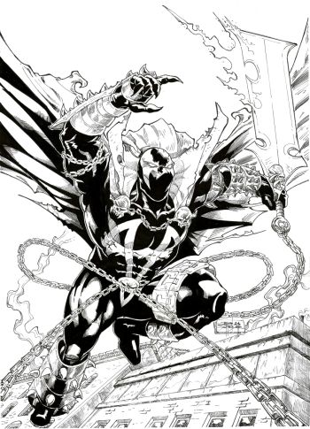 Image of Spawn Original 11x17 Inked Illustration