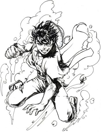 Image of Luffy Dynamic Ink Sketch