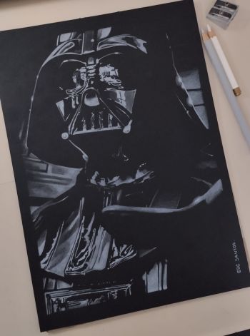 Image of Darth Vader Black Paper Sketch