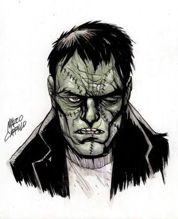 Image of Frankenstein mosnter watercolor illustration