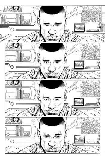 Image of Green Lantern Corps #07 page 04 inks over bluelines by Oclair Albert