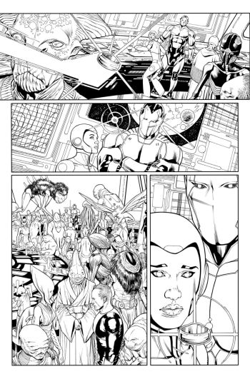 Image of Green Lantern Corps #07 page 09 inks over bluelines by Oclair Albert