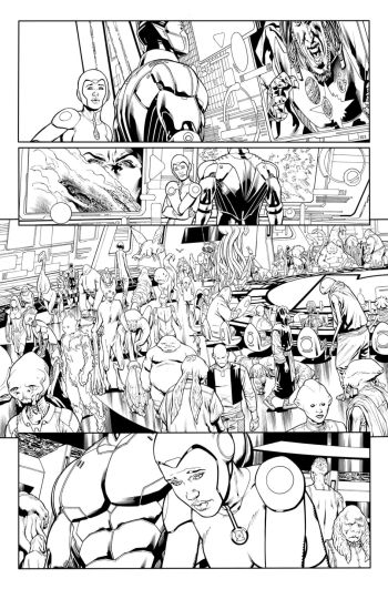 Image of Green Lantern Corps #07 page 08 inks over bluelines by Oclair Albert