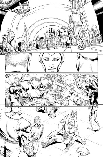 Image of Green Lantern Corps #07 page 11 inks over bluelines by Oclair Albert