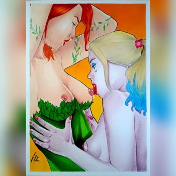 Image of Poison Ivy and Harley Quinn Pin Up