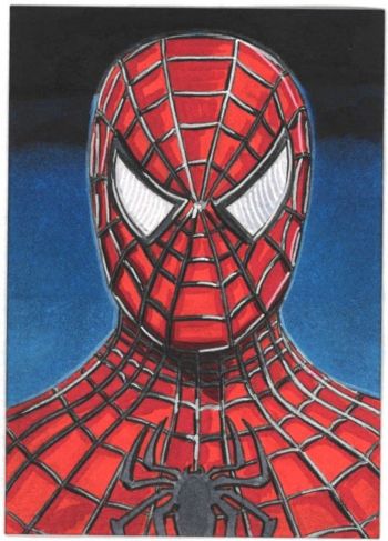 Image of Tobey Maguire Spider-Man sketch card by James Lee Jones