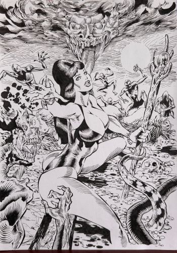 Image of Sexy Vampirella Original Ink Pin Up Art by Loerzer