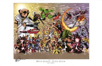 Image of MARVEL UNIVERSE 2007 PRINT SIGNED MICHAEL GOLDEN